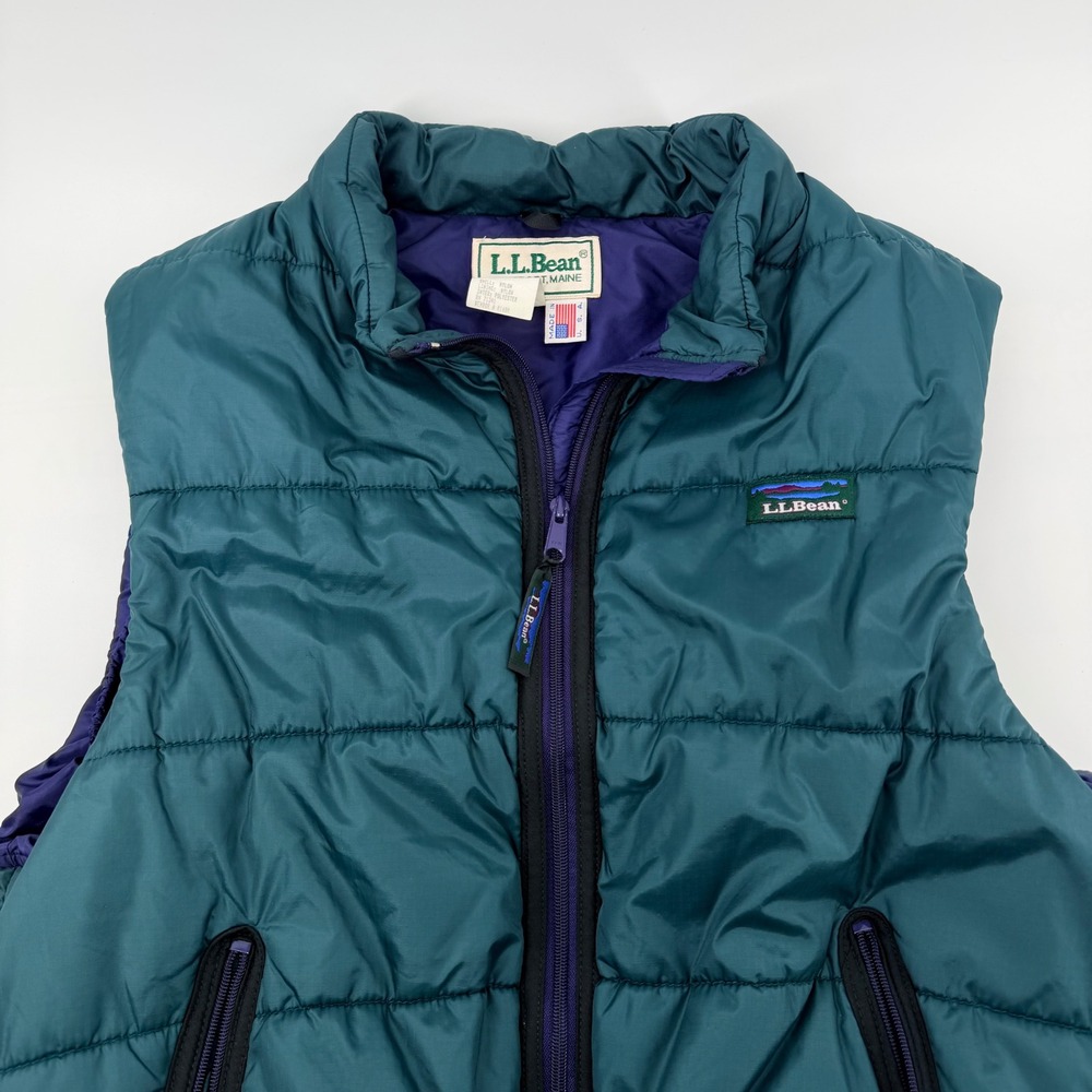 LL Bean Primaloft Puffer Vest Vintage Made in USA Gorpcore Large Teal Green